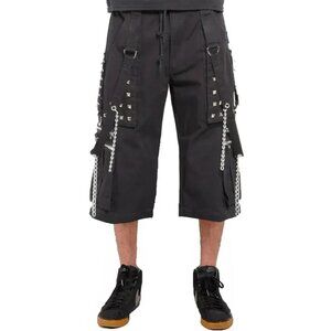 Men's Electro Bondage Rave Gothic Cyber Chain Goth Jeans Punk Rock Shorts